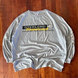 Vintage Y2K Pittsburgh Steelers NFL Football Gray Big Logo Longsleeve Shirt XL